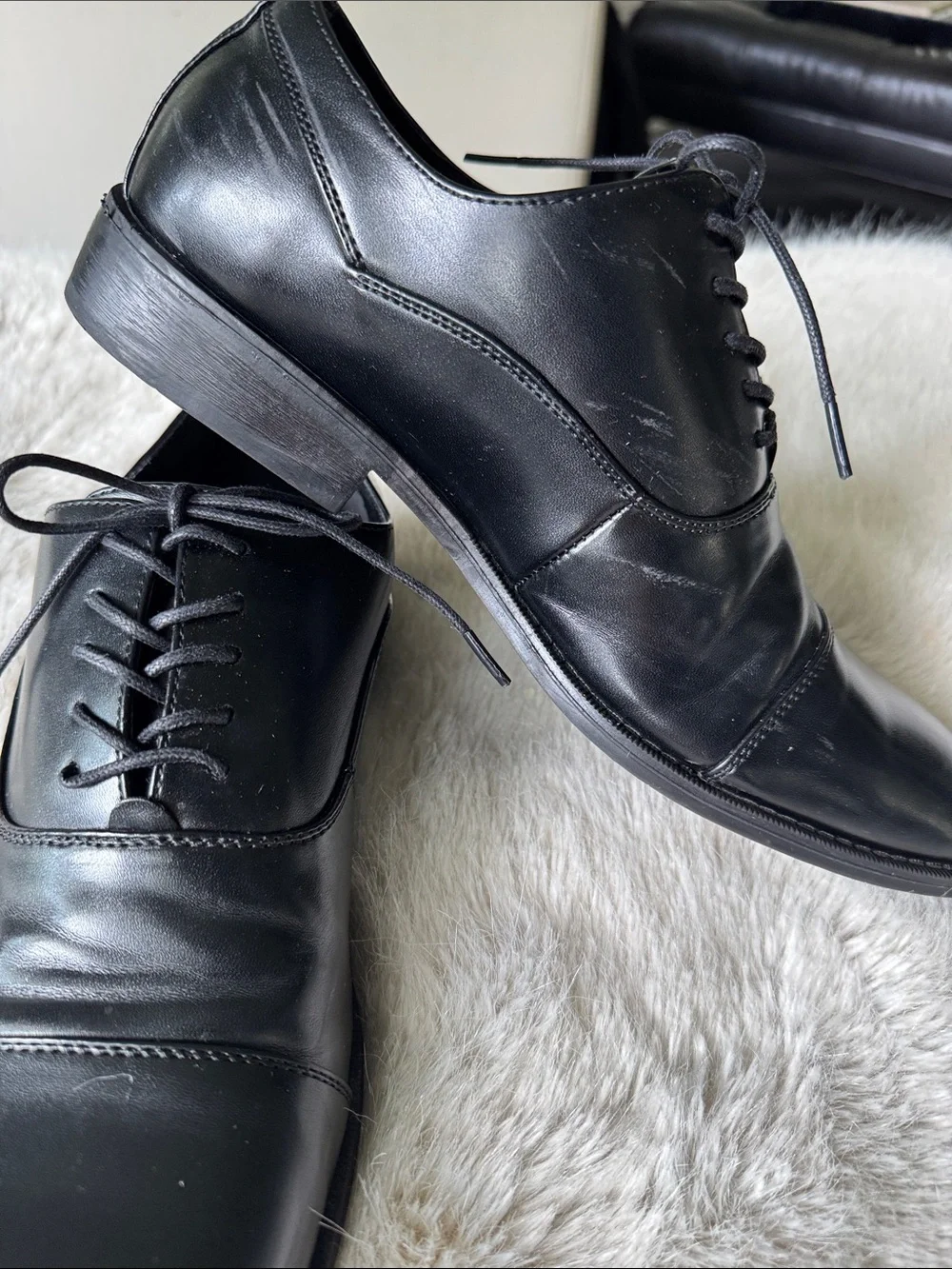 Kenneth Cole Black Cap-Toe Oxford Dress Shoes